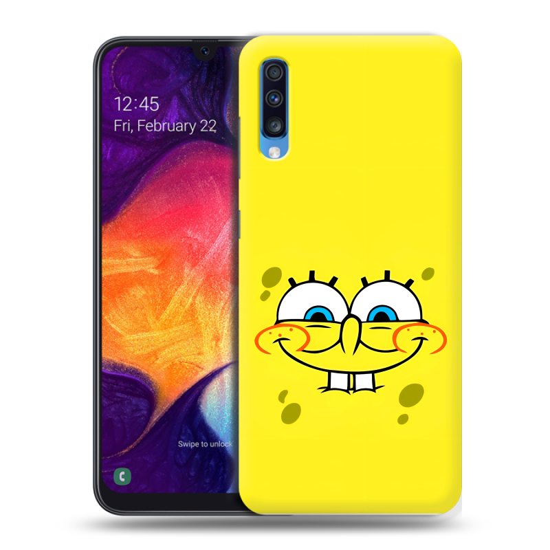 Силиконовый противоударный чехол на Samsung Galaxy A70 с принтом спанчбоб спанч боб Силиконовый противоударный чехол на Samsung Galaxy A70 с принтом спанчбоб спанч боб