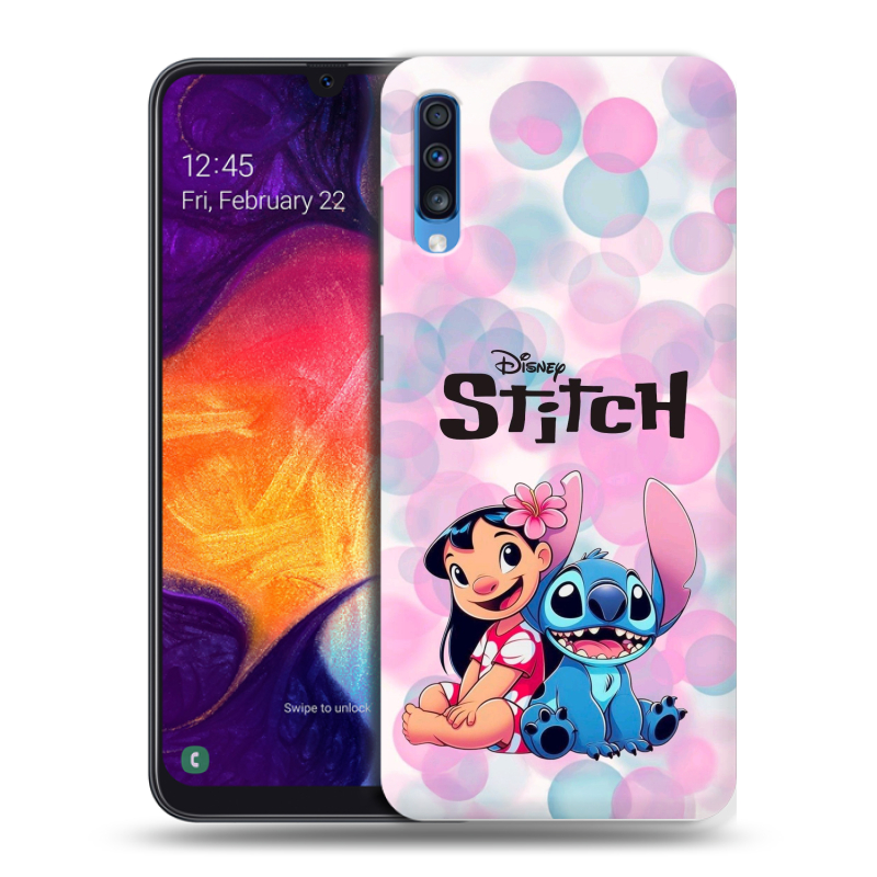 Силиконовый противоударный чехол на Samsung Galaxy A70 с принтом Лило и Стич Силиконовый противоударный чехол на Samsung Galaxy A70 с принтом Лило и Стич