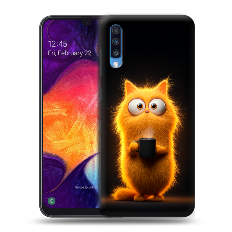 Силиконовый противоударный чехол на Samsung Galaxy A70 с принтом Смешной кот Силиконовый противоударный чехол на Samsung Galaxy A70 с принтом Смешной кот