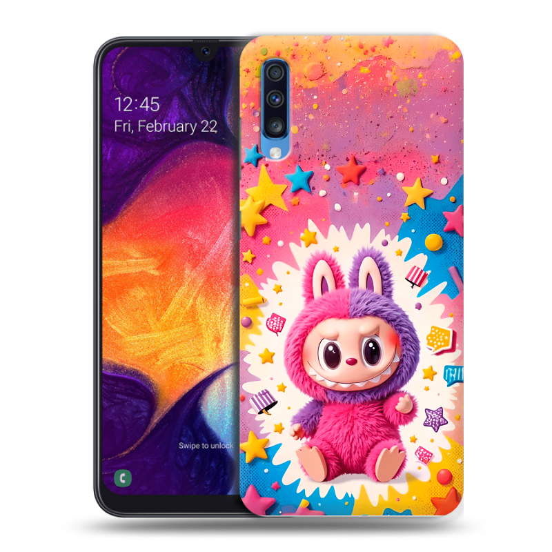 Силиконовый противоударный чехол на Samsung Galaxy A70 с принтом Labubu Лабубу Силиконовый противоударный чехол на Samsung Galaxy A70 с принтом Labubu Лабубу