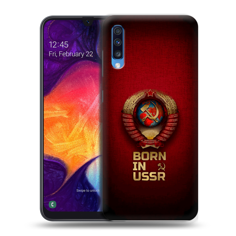 Силиконовый противоударный чехол на Samsung Galaxy A70 с принтом Флаг Герб СССР Силиконовый противоударный чехол на Samsung Galaxy A70 с принтом Флаг Герб СССР