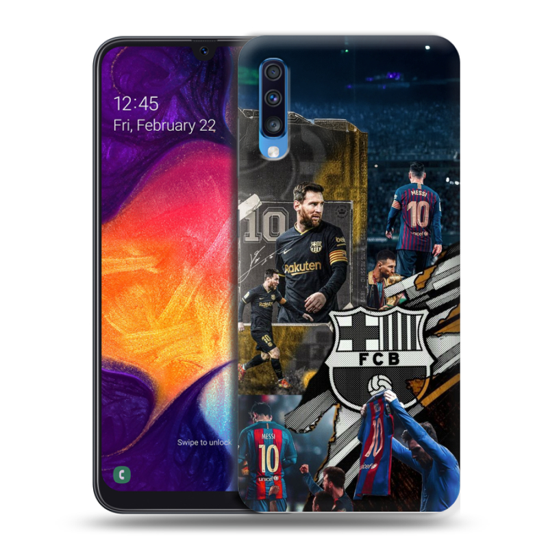 Силиконовый противоударный чехол на Samsung Galaxy A70 с принтом Messi Barcelona Силиконовый противоударный чехол на Samsung Galaxy A70 с принтом Messi Barcelona