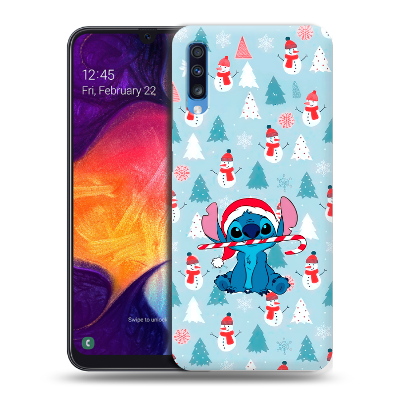 Силиконовый противоударный чехол на Samsung Galaxy A70 с принтом Стич Новый год Силиконовый противоударный чехол на Samsung Galaxy A70 с принтом Стич Новый год