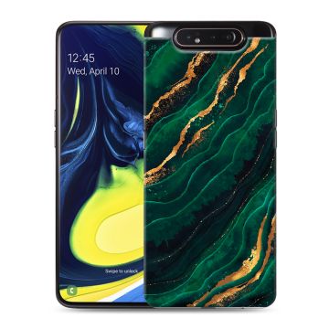 Силиконовый противоударный чехол на Samsung Galaxy A80 с принтом Мрамор зеленое золото Силиконовый противоударный чехол на Samsung Galaxy A80 с принтом Мрамор зеленое золото