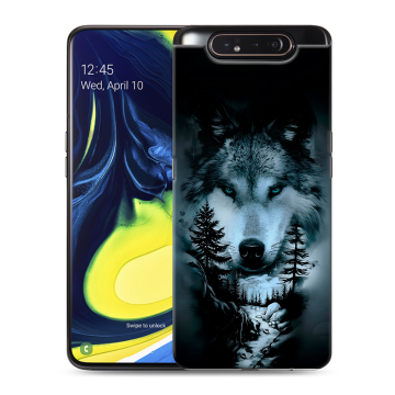 Силиконовый противоударный чехол на Samsung Galaxy A80 с принтом Лесной волк Силиконовый противоударный чехол на Samsung Galaxy A80 с принтом Лесной волк