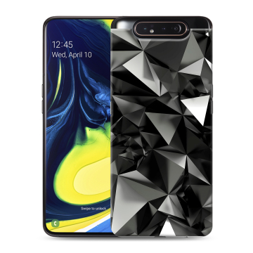 Силиконовый противоударный чехол на Samsung Galaxy A80 с принтом Черные кристаллы Силиконовый противоударный чехол на Samsung Galaxy A80 с принтом Черные кристаллы