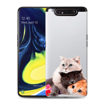 Силиконовый противоударный чехол на Samsung Galaxy A80 с принтом Кошки Силиконовый противоударный чехол на Samsung Galaxy A80 с принтом Кошки
