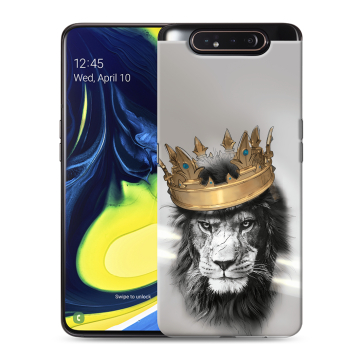Силиконовый противоударный чехол на Samsung Galaxy A80 с принтом Лев с короной Силиконовый противоударный чехол на Samsung Galaxy A80 с принтом Лев с короной