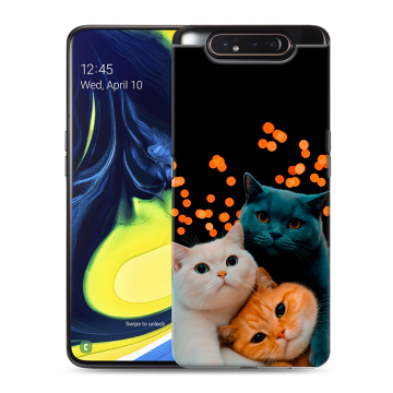 Силиконовый противоударный чехол на Samsung Galaxy A80 с принтом Кошки Силиконовый противоударный чехол на Samsung Galaxy A80 с принтом Кошки