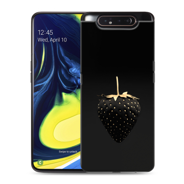 Силиконовый противоударный чехол на Samsung Galaxy A80 с принтом Черная клубника Силиконовый противоударный чехол на Samsung Galaxy A80 с принтом Черная клубника