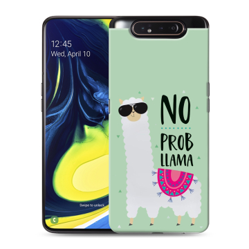 Силиконовый противоударный чехол на Samsung Galaxy A80 с принтом Лама Силиконовый противоударный чехол на Samsung Galaxy A80 с принтом Лама