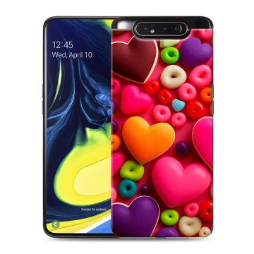 Силиконовый противоударный чехол на Samsung Galaxy A80 с принтом Сердечки Силиконовый противоударный чехол на Samsung Galaxy A80 с принтом Сердечки