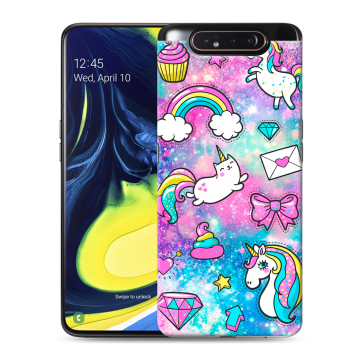 Силиконовый противоударный чехол на Samsung Galaxy A80 с принтом Единороги Силиконовый противоударный чехол на Samsung Galaxy A80 с принтом Единороги
