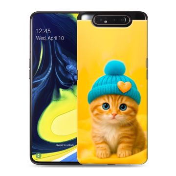 Силиконовый противоударный чехол на Samsung Galaxy A80 с принтом Котенок в шапке Силиконовый противоударный чехол на Samsung Galaxy A80 с принтом Котенок в шапке