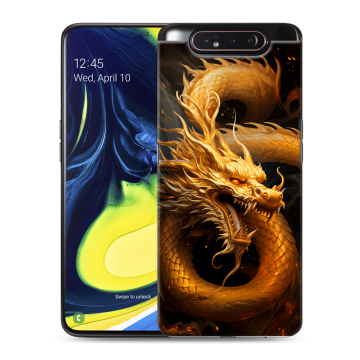 Силиконовый противоударный чехол на Samsung Galaxy A80 с принтом Золотой дракон