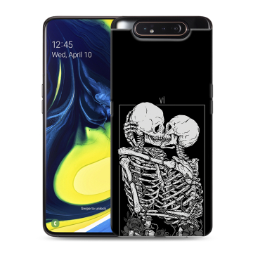 Силиконовый противоударный чехол на Samsung Galaxy A80 с принтом Поцелуй скелетов Силиконовый противоударный чехол на Samsung Galaxy A80 с принтом Поцелуй скелетов
