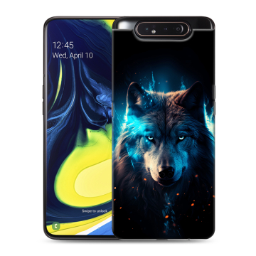 Силиконовый противоударный чехол на Samsung Galaxy A80 с принтом Волк ночной Силиконовый противоударный чехол на Samsung Galaxy A80 с принтом Волк ночной