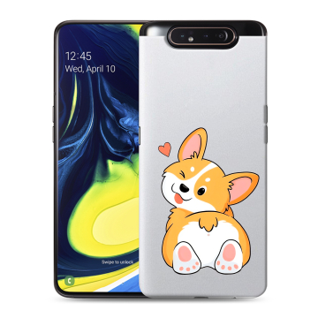 Силиконовый противоударный чехол на Samsung Galaxy A80 с принтом Корги Силиконовый противоударный чехол на Samsung Galaxy A80 с принтом Корги