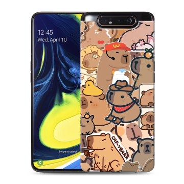 Силиконовый противоударный чехол на Samsung Galaxy A80 с принтом капибара Силиконовый противоударный чехол на Samsung Galaxy A80 с принтом капибара