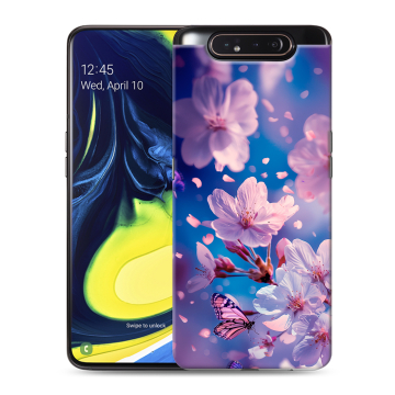 Силиконовый противоударный чехол на Samsung Galaxy A80 с принтом цветы бабочки Силиконовый противоударный чехол на Samsung Galaxy A80 с принтом цветы бабочки