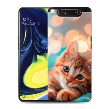 Силиконовый противоударный чехол на Samsung Galaxy A80 с принтом котик