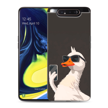 Силиконовый противоударный чехол на Samsung Galaxy A80 с принтом утка в очках Силиконовый противоударный чехол на Samsung Galaxy A80 с принтом утка в очках
