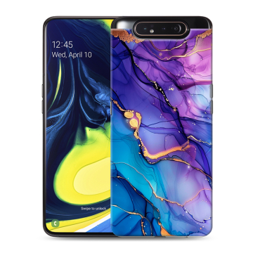 Силиконовый противоударный чехол на Samsung Galaxy A80 с принтом синий мрамор