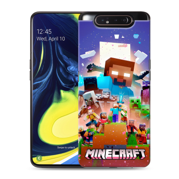 Силиконовый противоударный чехол на Samsung Galaxy A80 с принтом Майнкрафт Minecraft
