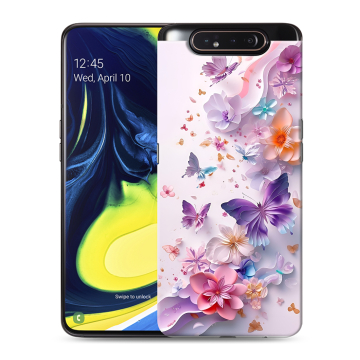 Силиконовый противоударный чехол на Samsung Galaxy A80 с принтом цветы бабочки Силиконовый противоударный чехол на Samsung Galaxy A80 с принтом цветы бабочки