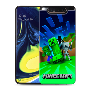 Силиконовый противоударный чехол на Samsung Galaxy A80 с принтом Майнкрафт