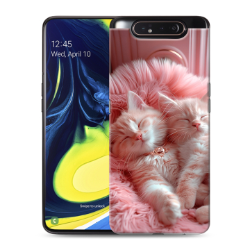 Силиконовый противоударный чехол на Samsung Galaxy A80 с принтом котята котики