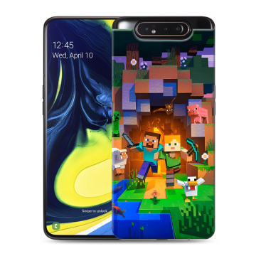 Силиконовый противоударный чехол на Samsung Galaxy A80 с принтом Майнкрафт Minecraft