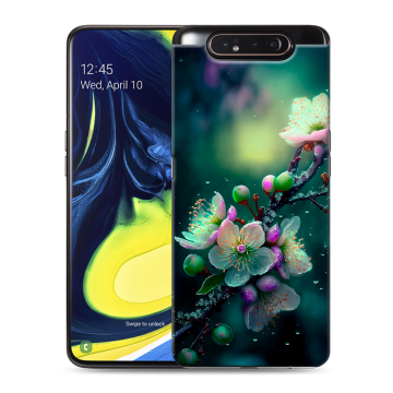 Силиконовый противоударный чехол на Samsung Galaxy A80 с принтом Цветы и мрамор Силиконовый противоударный чехол на Samsung Galaxy A80 с принтом Цветы и мрамор
