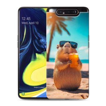 Силиконовый противоударный чехол на Samsung Galaxy A80 с принтом Капибара Силиконовый противоударный чехол на Samsung Galaxy A80 с принтом Капибара