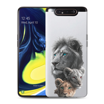 Силиконовый противоударный чехол на Samsung Galaxy A80 с принтом Львы Силиконовый противоударный чехол на Samsung Galaxy A80 с принтом Львы