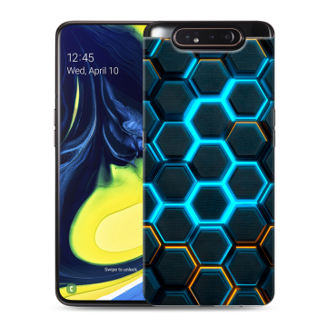 Силиконовый противоударный чехол на Samsung Galaxy A80 с принтом Неоновые соты Силиконовый противоударный чехол на Samsung Galaxy A80 с принтом Неоновые соты