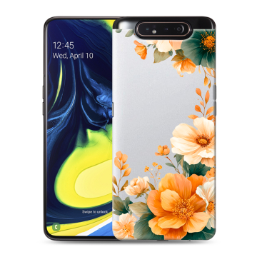 Силиконовый противоударный чехол на Samsung Galaxy A80 с принтом Цветы принт Силиконовый противоударный чехол на Samsung Galaxy A80 с принтом Цветы принт