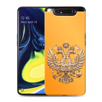 Силиконовый противоударный чехол на Samsung Galaxy A80 с принтом Герб Флаг России Силиконовый противоударный чехол на Samsung Galaxy A80 с принтом Герб Флаг России