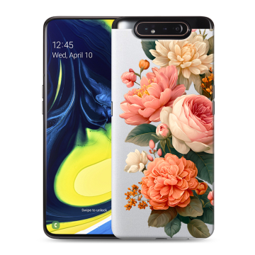 Силиконовый противоударный чехол на Samsung Galaxy A80 с принтом цветы Силиконовый противоударный чехол на Samsung Galaxy A80 с принтом цветы