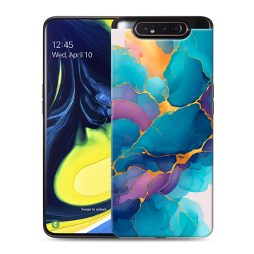 Силиконовый противоударный чехол на Samsung Galaxy A80 с принтом Мрамор блестки Силиконовый противоударный чехол на Samsung Galaxy A80 с принтом Мрамор блестки