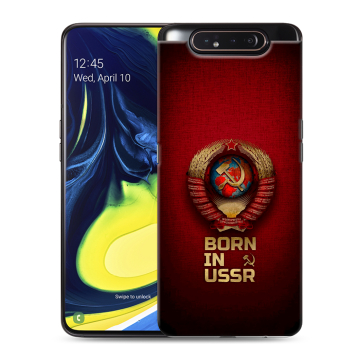 Силиконовый противоударный чехол на Samsung Galaxy A80 с принтом Флаг Герб СССР Силиконовый противоударный чехол на Samsung Galaxy A80 с принтом Флаг Герб СССР
