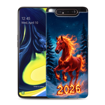 Силиконовый противоударный чехол на Samsung Galaxy A80 с принтом Новый год коня Силиконовый противоударный чехол на Samsung Galaxy A80 с принтом Новый год коня