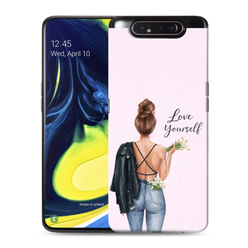 Силиконовый противоударный чехол на Samsung Galaxy A80 с принтом женский Силиконовый противоударный чехол на Samsung Galaxy A80 с принтом женский