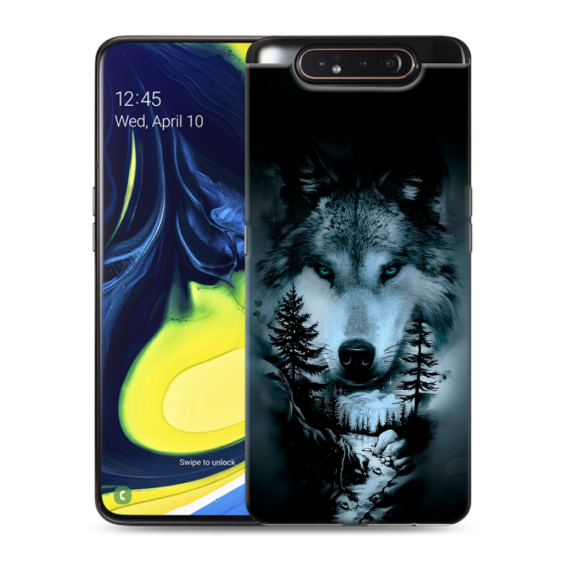 Силиконовый противоударный чехол на Samsung Galaxy A80 с принтом Лесной волк Силиконовый противоударный чехол на Samsung Galaxy A80 с принтом Лесной волк