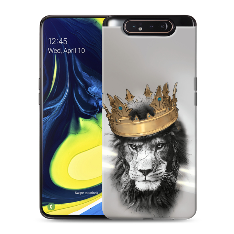 Силиконовый противоударный чехол на Samsung Galaxy A80 с принтом Лев с короной Силиконовый противоударный чехол на Samsung Galaxy A80 с принтом Лев с короной