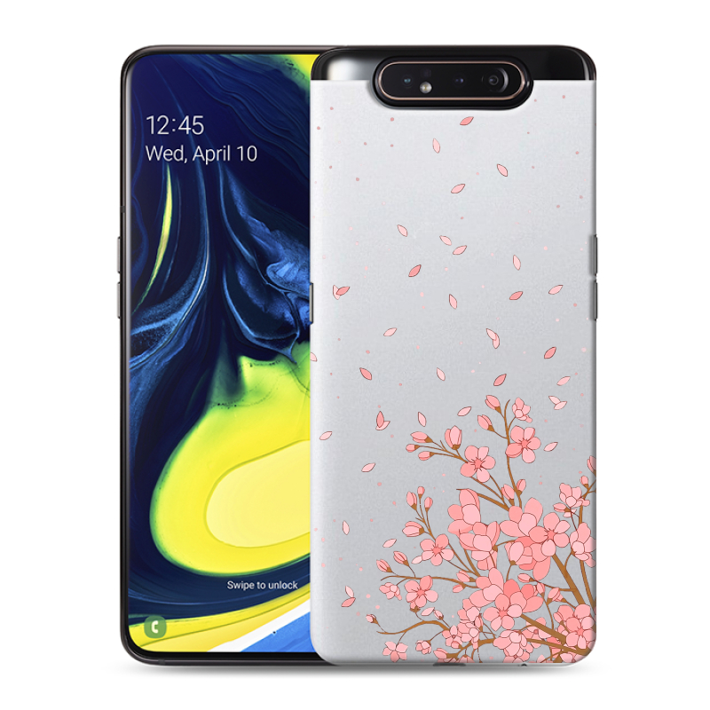 Силиконовый противоударный чехол на Samsung Galaxy A80 с принтом Ветка сакуры Силиконовый противоударный чехол на Samsung Galaxy A80 с принтом Ветка сакуры