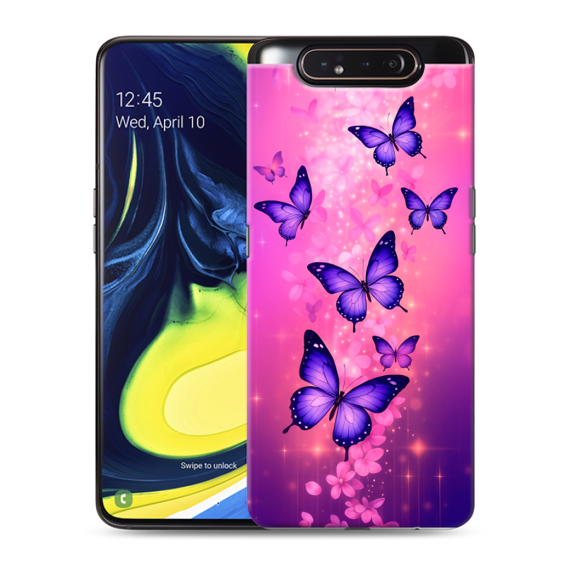 Силиконовый противоударный чехол на Samsung Galaxy A80 с принтом Бабочки Силиконовый противоударный чехол на Samsung Galaxy A80 с принтом Бабочки