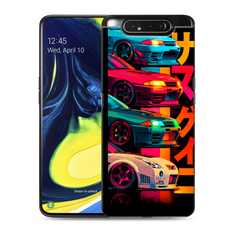 Силиконовый противоударный чехол на Samsung Galaxy A80 с принтом Гоночные машины Силиконовый противоударный чехол на Samsung Galaxy A80 с принтом Гоночные машины