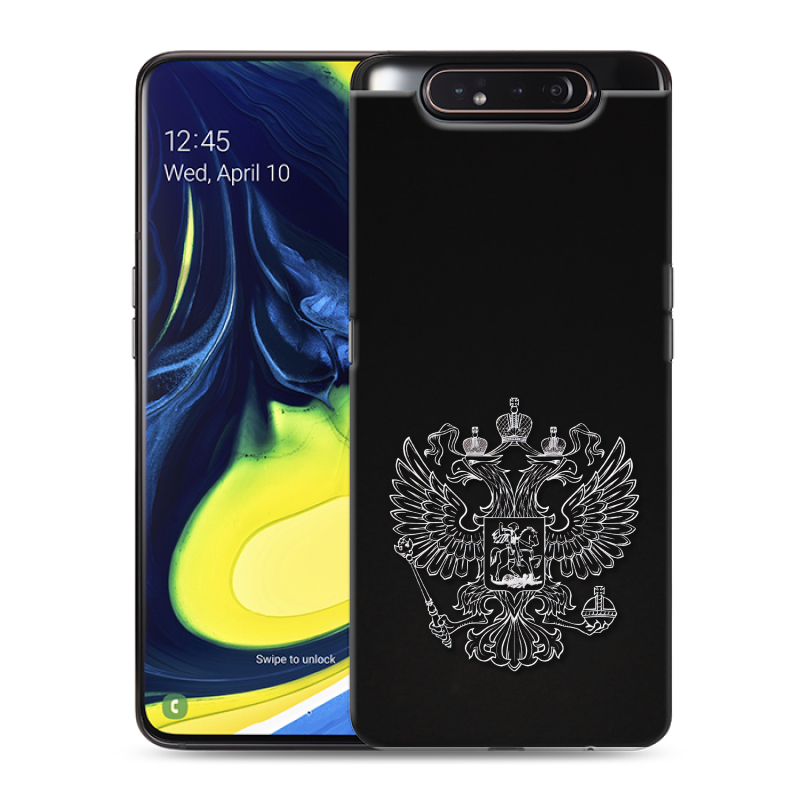 Силиконовый противоударный чехол на Samsung Galaxy A80 с принтом Герб России Силиконовый противоударный чехол на Samsung Galaxy A80 с принтом Герб России