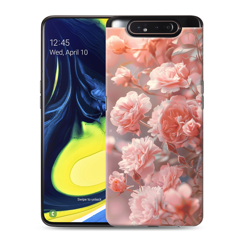 Силиконовый противоударный чехол на Samsung Galaxy A80 с принтом Розовые розы Силиконовый противоударный чехол на Samsung Galaxy A80 с принтом Розовые розы
